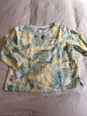 Vintage Linen & Cotton Blouse Made in the USA Sz M excellent condition